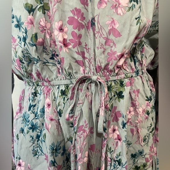 Andree by Unit women's 3X floral v neck blouse w/ ruffle & elastic waist EUC - Picture 6 of 7